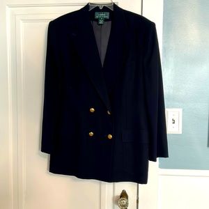 EUC vintage Navy Blazer Lauren by Ralph Lauren brass button detail